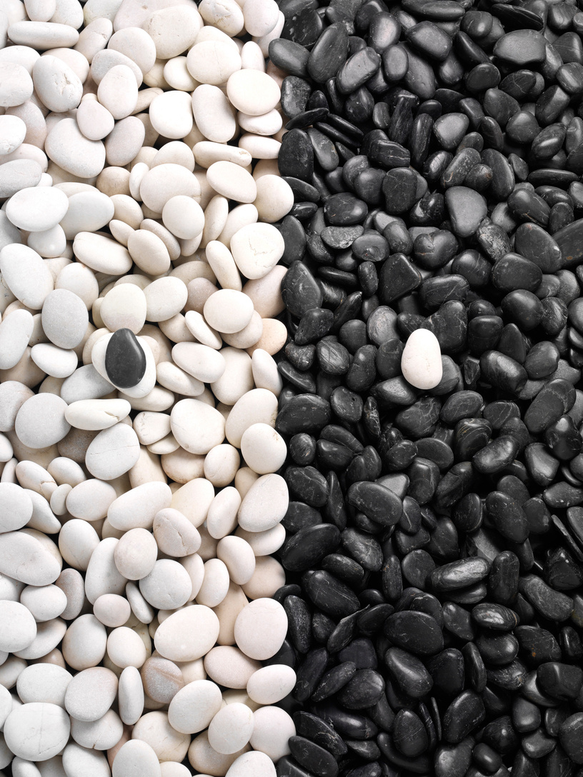 Opposites, Black and White Pebbles